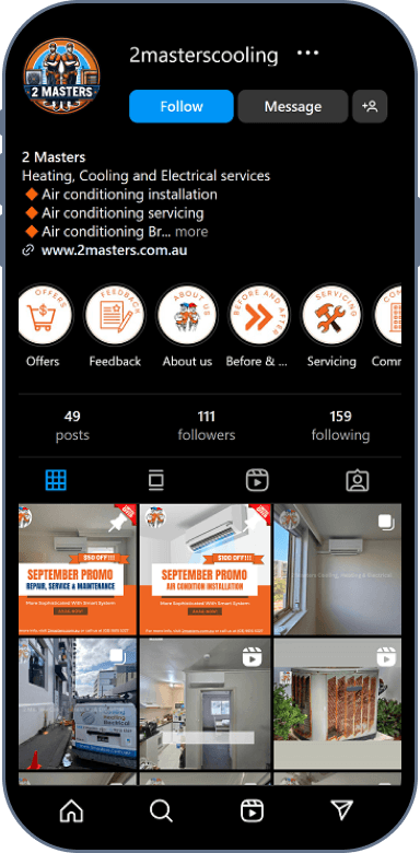 2 Masters instagram page screenshot